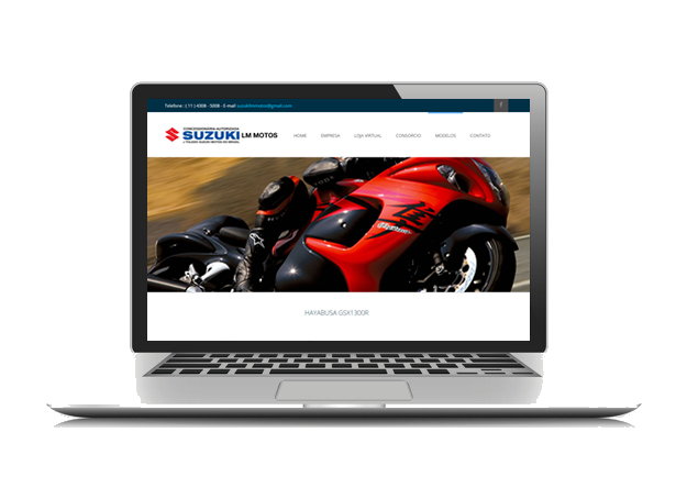 Site da Suzuki LM Motos aberto em um notebook